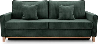 Produktbild von BETTSO Sofa mit Schlaffunktion und Bettkasten Couch Schlafsofa Federkern Sofagarnitur Polstersofa Wohnlandschaft mit Bettfunktion RISA Flaschengrün