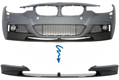 Image de Spoiler de pare-chocs avant pour BMW Série 3 F30 Berline et F31 Break 2011 et plus, style M, noir brillant.
