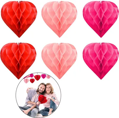 Produktbild von Herzförmige Honigbälle 6er Set, Valentinstag Dekoration, romantisch, wiederverwendbar, pink/rot/rosé, ideal für Jubiläum, Proposal & Party