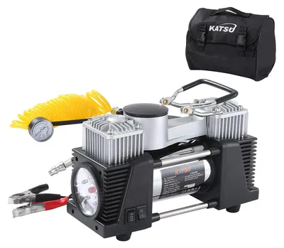 Produktbild von Luftkompressor Reifenpumpe - 12 V - 150 psi - Doppelzylinder - Mit LED-Licht