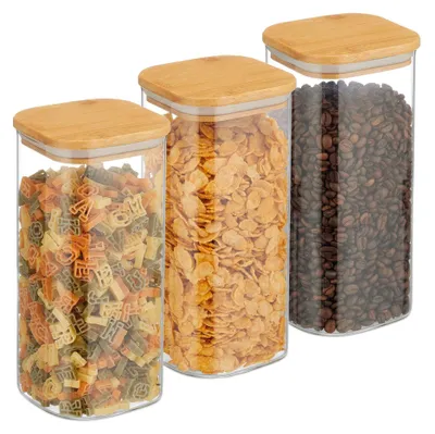 Productafbeelding van Set van 3 voorraadpotten met deksel, inhoud 1500 ml