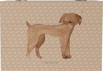 Produktbild von Mr. & Mrs. Panda Truhe Hund Dogge 22 x 15 cm - Hundeglück - Geschenk, holzschachtel, Box aus Holz, Süß, Herz, schmuckbox, Hunde, Sprüche, Schatulle, Geschenkbox, Deutsche