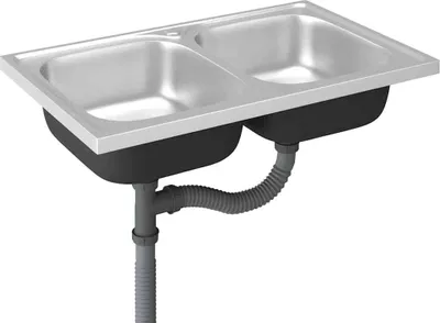 Produktbild von Doppelspüle Silbern 800x500x155 mm Edelstahl