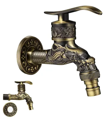 Vintage Wasserhahn aus antikem Messing, Bronze, für Waschbecken