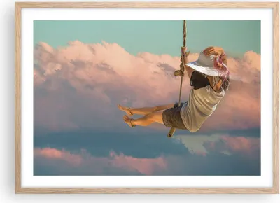 Produktbild von Gerahmtes Poster - Rahmen in heller Eiche - Schaukeln Seil Himmel - 70x50 cm - Wand Bild - Wanddeko - Wandbilder - Wandposter - Bilderrahmen - Bilder - Kunstdruck - Wandbild - P2NAA70x50-4259