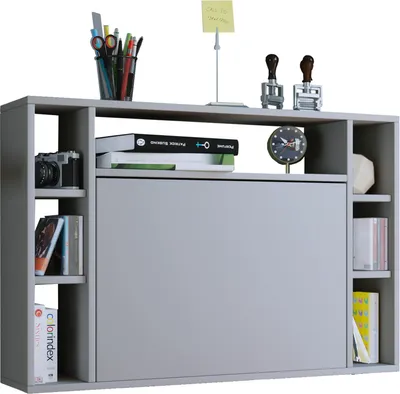 Image de Table d'ordinateur suspendue | Table pliante | Bureau mural | Dimensions env. H. 60 x W. 90 x D. 20 cm | Bureau - Wandila