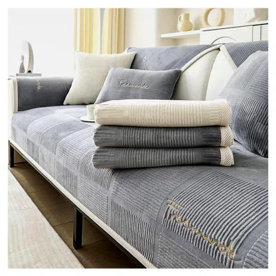 Produktbild von Sofaüberzug für 1/2/3/4-Sitzer L-Form, rutschfester Ecksofa-Schutz, strukturierter Bezug für das Wohnzimmer