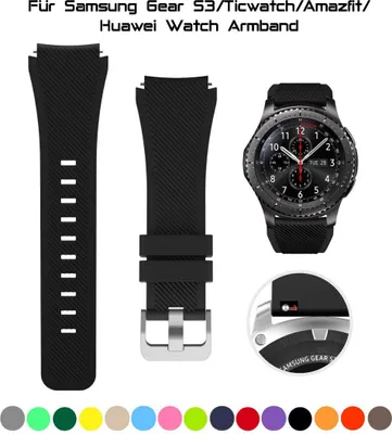 Produktbild von Für Samsung Galaxy Gear S3/Ticwatch/Amazfit/Huawei Watch GT/GT2 Universal Armband 22mm Schwarz L