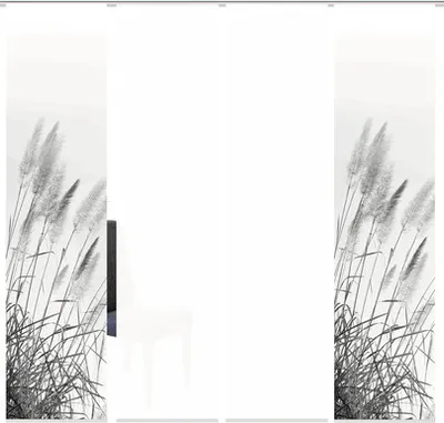 Produktbild von Schiebegardine Digitaldruck Pampas grau weiß 4er-Set 60x245 cm