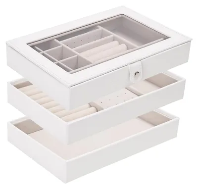 Produktbild von 3-lagiger Schmuckorganizer mit klarem Deckel