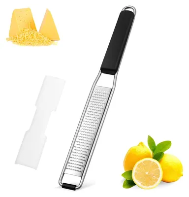 Produktbild von Käsereibe Handreibe Zitronenreibe - Edelstahl - Mit Schutzhülle und Reinigungsbürste - Küchenhelfer
