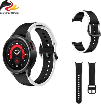 Produktbild von Moe-Pley™ Samsung Galaxy Watch 4 / 5 / 6 Armband 20mm - Silikon - Zweifarbig - Schwarz-Weiss