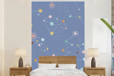 Produktbild von MuchoWow® Fototapete für Wohnzimmer oder Schlafzimmer Wandtapete Vinyl Motivtapete Weltraum - Sterne - Kinderzimmer - 225x350 cm - Schlafzimmer tapete