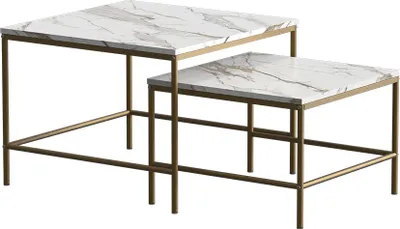 Produktbild von Couchtisch-Set Vicco Ramio Weiß/Gold 60 x 60 cm 2 Teile, Model 56412