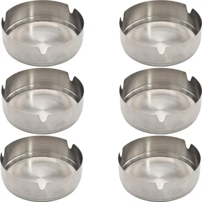 Produktbild von 6x Aschenbecher Tischaschenbecher Reise Edelstahl Ascher Gastro Zigaretten Metall