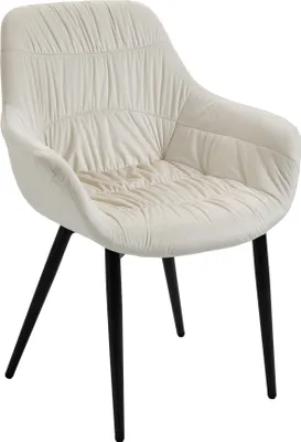 Produktbild von SalesFever Armlehnstuhl mit Wabensteppung | Bezug Samt | Beine Metall pulverbeschichtet | B 63 x T 61 x H 81,5 cm | creme – schwarz