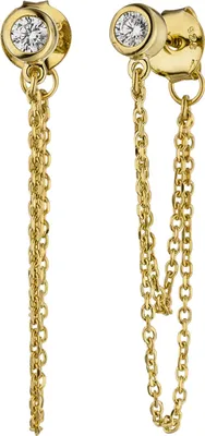 Produktbild von Ohrhänger 925 Sterling Silber gold vergoldet 2 Zirkonia Ohrringe Ohrstecker