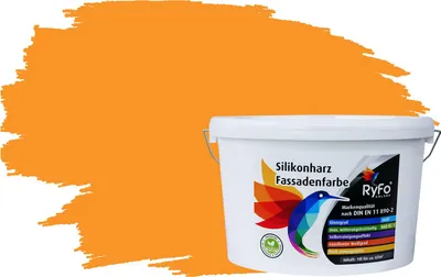Produktbild von RyFo Colors Silikonharz Fassadenfarbe Lotuseffekt Trend Orangetöne Sorbetorange 10l  - bunte Fassadenfarbe, weitere Orange Farbtöne und Größen erhältlich, Deckkraft Klasse 1
