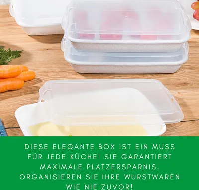 Immagine prodotto di Novaliv economy set 2x piatto 2x alto antracite Scatola per affettare Premium con coperchio trasparente, scatola per alimenti per salsicce e formaggi Dimensioni 25x17x3 cm 25x17x5 cm Organizzatore per il frigorifero Scatola per pane croccante must-have