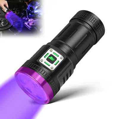 Produktbild von UV Taschenlampe 395nm,9-Kern UV-Prüflampe,Aufladbar UV Lampe zur Geldschein-, Dokument , USB-C aufladbar, Aluminiumgehäuse