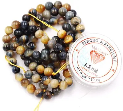 Image de Lot de pierres décoratives pour bracelet « Œil-de-tigre gris » de 10 mm