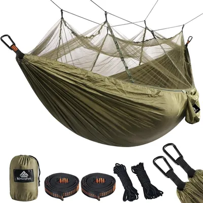 Produktbild von Reisehängematte Hängematte Campinghängematte - 275 x 140 cm - 300 kg - Mit Moskitonetz