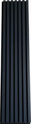 A full shot of a dark blue acoustic panel with vertical ridges.