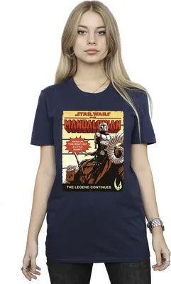Image de T-shirt pour femme, Star Wars, The Mandalorian, "Bumpy Ride", référence BI45868 (taille S), couleur bleu marine
