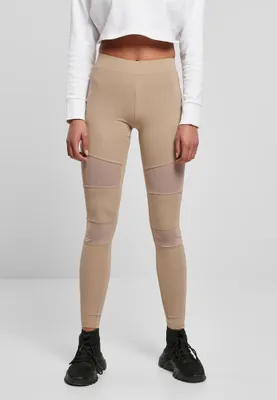 Zdjęcie produktu dla Damskie legginsy Urban Classics Ladies Tech Mesh Leggings w kolorze softtaupe – rozmiar XL