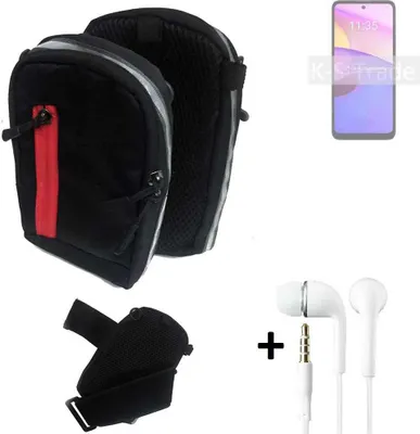 Produktbild von K-S-Trade Outdoor Gürteltasche Holster Umhängetasche + Kopfhörer kompatibel mit Lenovo K14 Plus schwarz Handy Tasche Case travelbag Schutzhülle