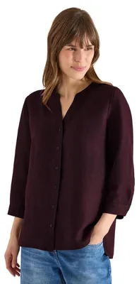 Productafbeelding van Cecil blouse met 3/4 mouwen, gemaakt van een linnenmix, in de kleur diep bordeauxrood, maat M