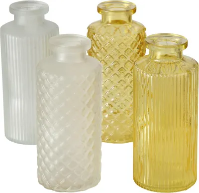 Obrázok produktu pre Boltze Vase Panja Gefäß in Weiß & Gelb 4-teilig lackiertem Glas 2019332
