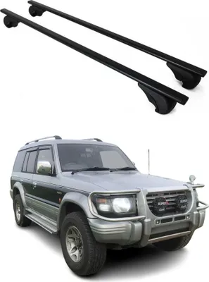 Image de Barres de toit Transversales pour Mitsubishi Pajero 1990-2000 Fer Noir