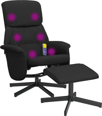 Produktbild von vidaXL Massagesessel mit Fußhocker Schwarz Stoff