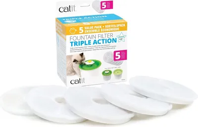 Obrázok produktu pre Catit Triple Action Filter, Filter automatu na vodu pre domáce zvieratá, Mačka, Biela, Box, 5 kusov