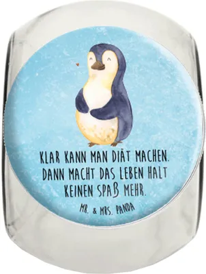 Produktbild von Mr. & Mrs. Panda Kaffeedose Pinguin Diät XL 2000ml - Eisblau - Geschenk, Teedose, Pinguine, Motivation, glücklich, Frischhaltedose, Abnehmen, lebensmittelbehälter glas