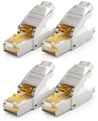 Produktbild von deleyCON CAT 7 Netzwerkstecker RJ45 10 Gbit/s 600MHz, 4 Stück