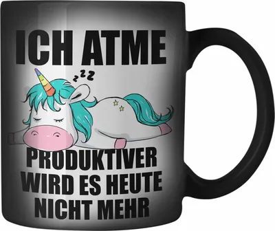 Produktbild von Trendation - Lustige Farbwechsel Zauber-Tasse mit Spruch Mitarbeiterin Einhorn Geschenk Arbeitskollege Frauen (Schwarz)
