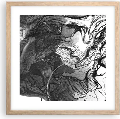 Produktbild von Gerahmtes Poster - Rahmen in heller Eiche - Frau Linie Kunst. - 40x40 cm - Wand Bild - Wanddeko - Wandbilder - Kunstposter - Wandposter - Bilderrahmen - Bilder - Kunstdruck - P2NAC40x40-4687