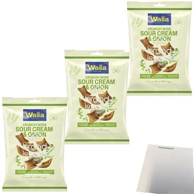 Produktbild von Wasa Crunchy Bites Sour Cream & Onion 3er Pack (3x100g Beutel) + usy Block