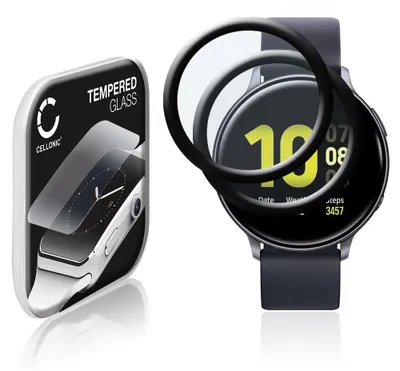 Immagine prodotto di 2x Vetrino protettivo 9H CELLONIC compatibile con Samsung Galaxy Watch Active 2 (40mm) (3D Full Cover per smartwatch braccialetto fitness 0,33mm Full Glue) colore nero protezione screen protector
