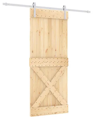 Obrázok produktu pre vidaXL Posuvné dvere v prírodnej a bielej farbe, 85 x 210 cm, masívna borovica