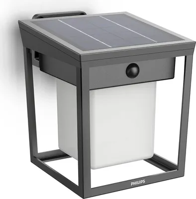 Image de Applique murale solaire à LED, double luminosité, noire, IP44