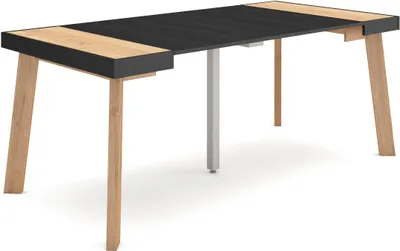 Produktbild von Ausziehbarertisch, 180x90x73cm, Für 8 Gäste, Hölzerne Beine, Eiche Schwarz
