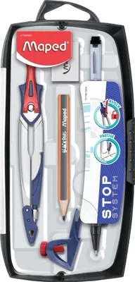 Produktbild von Maped Zirkel-Set 7 Teile: Metall, Mehrstück-Set, Navigationskompass