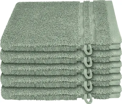 Produktbild von Schiesser Frottier Waschhandschuh Milano im 5er Set | 100% Baumwolle aus nachhaltiger Produktion | weich, saugstark, farbecht | 16x22cm | Hellgrün