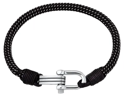 Image de Bracelet S.Oliver pour homme 2033918 en acier inoxydable et tissu noir