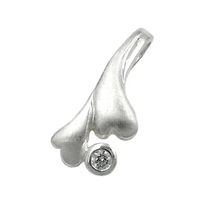 Produktbild von Anhänger 16x7mm Herzen mit Zirkonia mattiert Silber 925 silber 16,3x7mm