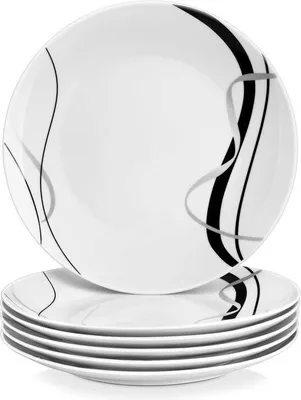 Produktbild von Keramische runde Salat- und Teller-Sets für den Haushalt - Magnetron- und Geschirrspülergeeignet - 6 Stück 25 cm