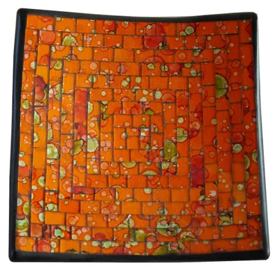 Produktbild von Mosaikschale, Dekoschale, Schlüsselschale, Schmuckschale mit Glasmosaik aus Terracotta, eckig 20x20x6cm in verschiedenen Farben